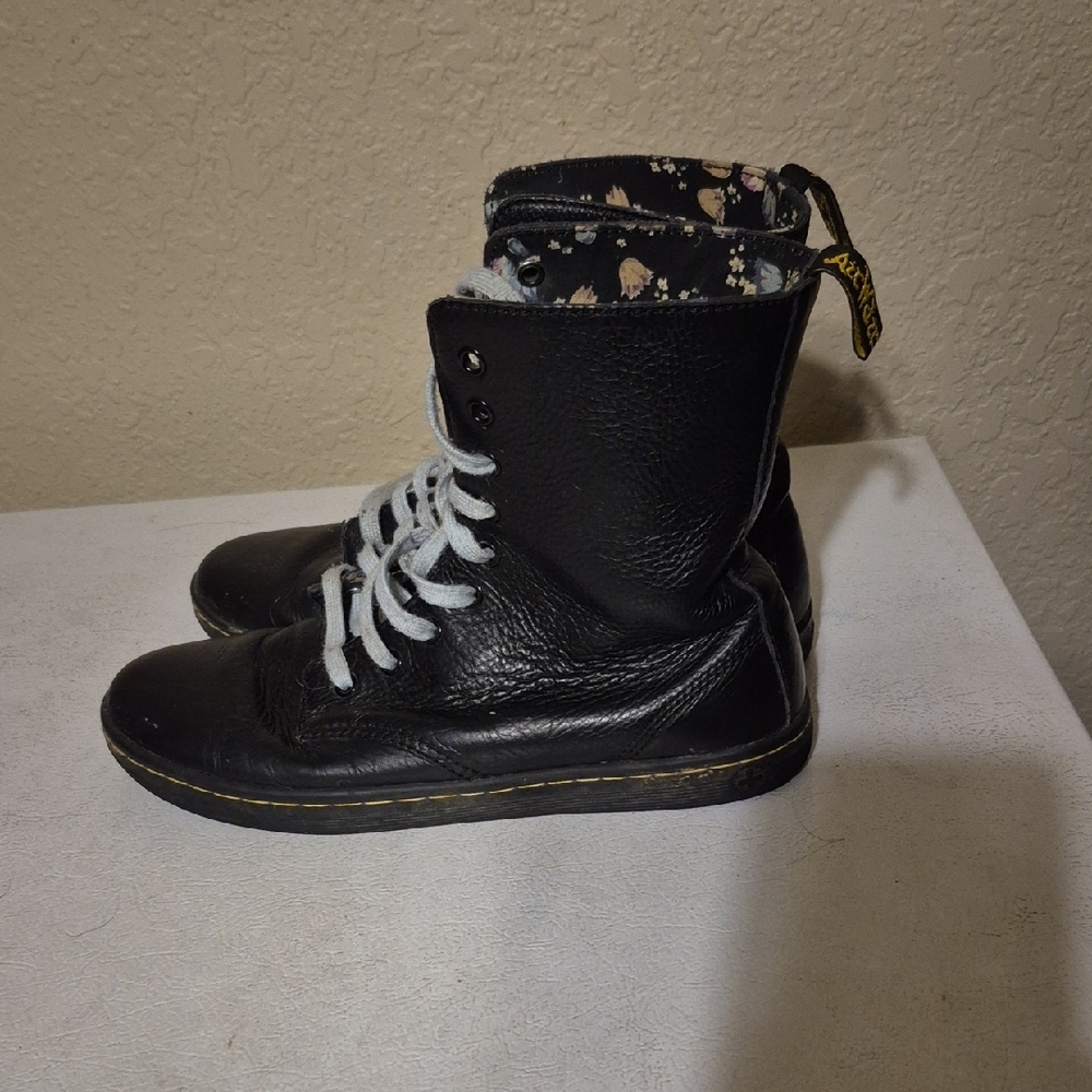 Dr. Martens Black Boots with Blue Floral Interior - Picture 2 of 8